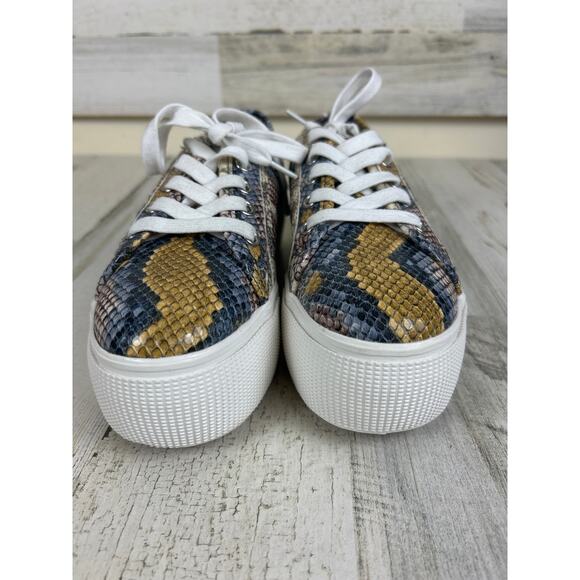 Steve Madden Women’s 6.5 Emmi Platform Leather Multicolor Snakeskin Sneakers NEW - Picture 3 of 9